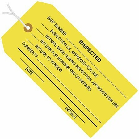 BSC PREFERRED 4 3/4 x 2-3/8'' - ''Inspected'' Inspection Tags - Pre-Strung, 1000PK S-7243PS